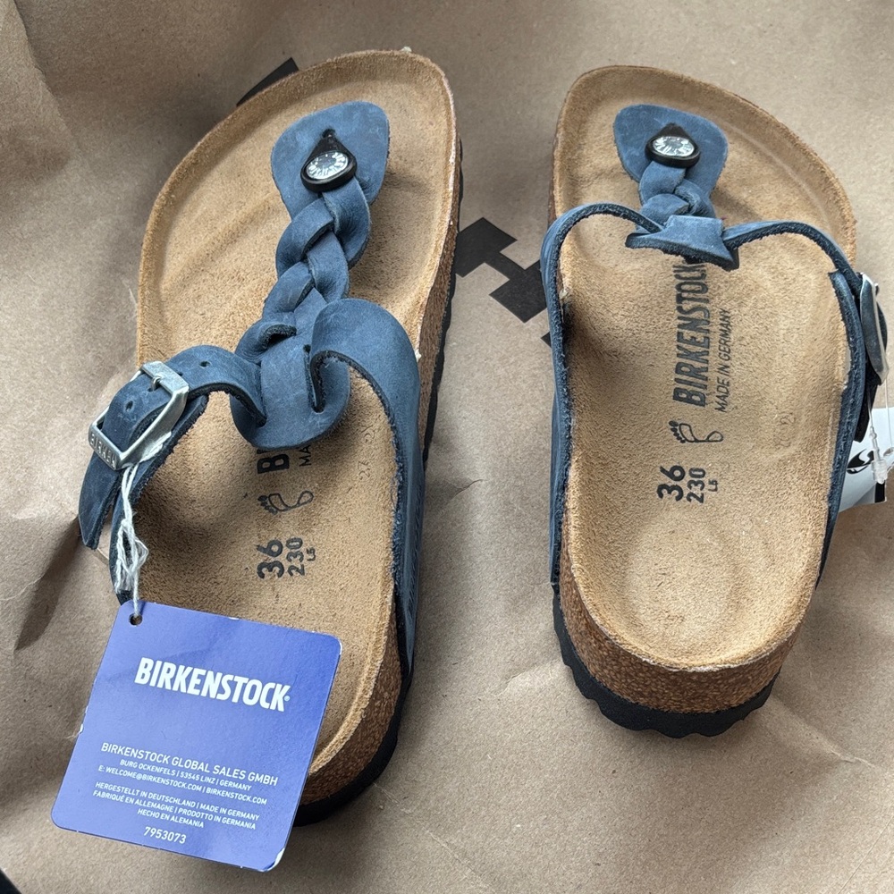 Birkenstock Women's Black Braided Sandals/ Gizeh